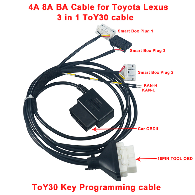 Toy30 Cable 4A 8A BA Smart Key Program Cable 16pin OBD Cable for Autel OBDSTAR K518 Xhorse Key Tool Plus for All Toyota Lexus