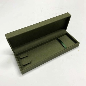 Classic Green Linen Necklace Bracelet Jewelry Storage Case Luxury Jewelry Plastic Gift Box