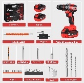 Trapano a percussione brushless 21V con batteria 3.0Ah, rosso e nero, utensile elettrico professionale per l'edilizia - Product Image 3