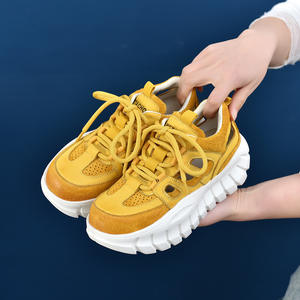 Nouvelles chaussures décontractées à plateforme pour femmes Printemps 2025 en cuir véritable, à lacets, bout coloré, respirantes, style marche - Product Image 3