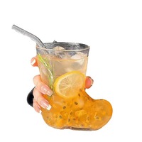 Gobelet en verre en forme de botte de 400 ml avec paille pour usage extérieur – Outils pour café et thé