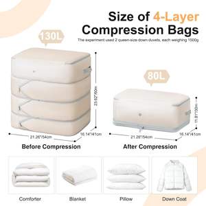 Lot de 2 sacs de rangement auto-compressibles lavables pour couette, grande capacité, gain de place - Product Image 2