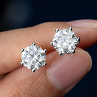 Pendientes de Moissanita VVS de Plata S925 con Baño de Oro de 14K para Mujer y Hombre, 1ct 2ct, Entrega en 3 Días, Stock en EE. UU., Pasa Prueba de Diamante GRA