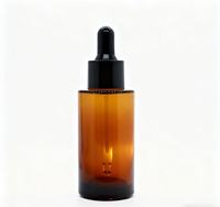Flacons compte-gouttes en verre de sérum d'huile essentielle cosmétique ambre de 30ml 50ml 100ml avec bouchon de pipette