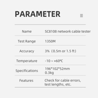 Penguji Jaringan Nirkabel Multifungsi Portabel SC-8108 LCD Digital PC Data Network CAT5 RJ45 LAN Penguji Kabel Telepon Meter