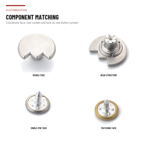 Boutons ronds modernes en métal argenté 20 mm, rivets en alliage de zinc pour pantalons en jean - Product Image 2
