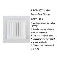 Diffuseur d'air directionnel carré en alliage d'aluminium à 1 voie pour plafond, pour ventilation CVC moderne, avec grille de sortie d'air facile à installer