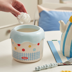<strong>Cute</strong> Cartoon Mini Plastic Trash Can Open Top Desktop <strong>Storage</strong> Pen Holder Round Pattern for Office Waste <strong>Bins</strong> - Product Image 2