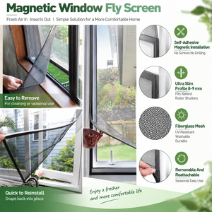 Moustiquaire magnétique en fibre de verre, taille ajustable, lavable, découpable, <span class=keywords><strong>anti</strong></span>-insectes, pour fenêtre à battant en location - Product Image 5