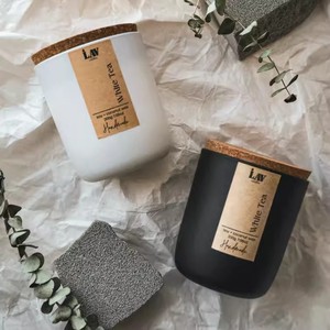 Empty <strong>Candle</strong> Vessel <strong>9oz</strong> 12oz 15oz 16oz Luxury <strong>Candle</strong> Container Frosted Matte Black Glass <strong>Candle</strong> <strong>Jars</strong> with Bamboo Wood Cork <strong>Lid</strong>