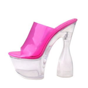 Sandales transparentes à plateforme épaisse, talons compensés, bout ouvert, en PVC, pour femme, chaussures d'été à enfiler, pantoufles d'extérieur - Product Image 1