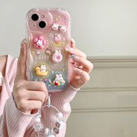 Coque de Téléphone Printemps-Été pour iPhone 13, Rouge 3D, Design Canard Dessin Animé, avec Cordon et Bracelet (15 Couleurs Disponibles)
