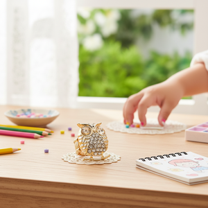 Children's Gold-Plated Owl Stretch <b>Rings</b> Clear <b>Crystal</b> Inlay Cute Korean Style Religious Statement Alloy Hand-Shaped Zinc - Product Image 3