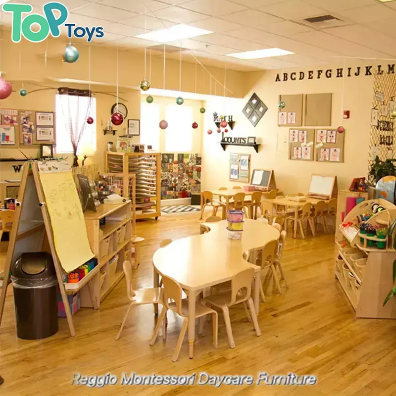 TOP Kindergarten Preschool Daycare Furniture Set Wooden Child Read Couch For Kid Montessori Reggio Nursery Furniture