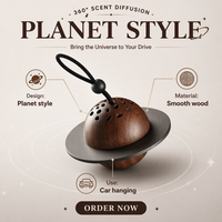 Diffuseur de parfum de luxe en bois massif de noyer gaufré, design Saturne, en alliage d'aluminium, pour voiture de luxe et cadeau pour la maison