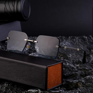 Lunettes de soleil carrées personnalisées à bords chanfreinés pour hommes, verres PC noirs, protection UV400, style Instagram, lunettes de mode - Product Image 5