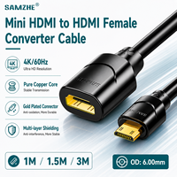 Câble adaptateur convertisseur Mini-USB mâle vers femelle 4K60Hz SAMZHE pour PC portable et ordinateur