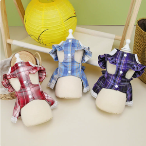Vestido de Primavera para Perros Pequeños, Estilo Osito de Peluche, a Cuadros, de Poliéster, con Botones de Tracción, Modelo C056 - Product Image 5