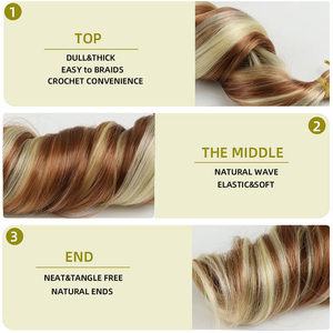 Venta al por mayor de fibra sintética dorada trenzas de ganchillo pelo espiral español rizo trenzas extensiones de pelo rizado francés pelo para trenzas - Product Image 5