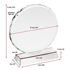 Trophée rond décoré 150 mm en bois et verre, médaille imprimée UV, plaques en PLA pour récompenses - Product Image 2