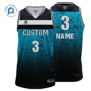 PURE Großhandel Benutzer definierte Namens nummer Sublimation druck Unisex Jugend uniform Basketball Jersey kurze Teams tragen