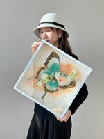Nouveau Cadre Photo Papillon Peint à la Main avec Roses Éternelles et Hortensias pour Décoration Intérieure