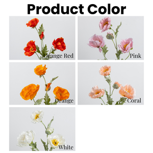 Amapolas Artificiales de Seda de Alta Calidad al por Mayor, Personalizadas, en Rojo, Naranja y Blanco, para Decoración de Bodas y Hogar - Product Image 3