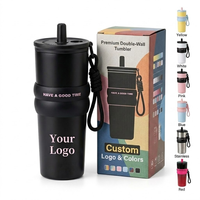 Vaso Térmico Personalizado al por Mayor de 24oz, Doble Pared, Acero Inoxidable 316, Aislamiento al Vacío, para Café Frío o Caliente, con Pajita, para Deportes y Gimnasio