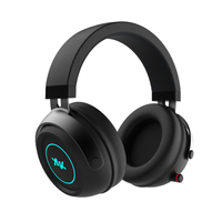 Casque sans fil Bluetooth noir avec éclairage RGB pour les joueurs, son surround stéréo avec suppression du bruit ENC