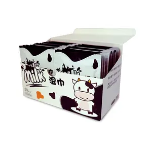 Single-pack one-time portable Milk wipes 50 cute cartoon clean wet wipes for skin care