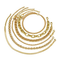 Ensemble de bracelets tendance en alliage de zinc électroplaqué, style hip-hop, design chaîne tressée, pour femmes, à la mode