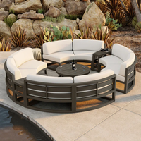 Mobilier d'extérieur moderne, ensemble de canapés à module d'extérieur en aluminium de forme ronde