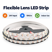 Bande LED 24V 2835 avec lentille, 48 LED par mètre, 19W par mètre, options monochromes pour projets d'éclairage intérieur