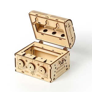 3d लकड़ी पहेली खिलौना बच्चों के तीन पहेली कोड बॉक्स - Product Image 4