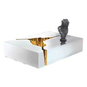 Juego de Mesa de Centro para Sala de Estar Moderna MR, Acero Inoxidable, Diseño Único de Alta Gama, Extensible y Plegable, 3 Piezas - Product Image 1