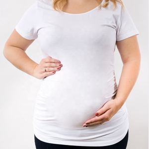 Tops de maternité d'é<span class=keywords><strong>t</strong></span>é en polyester à manches courtes <span class=keywords><strong>T</strong></span>-shirts personnalisés blancs unis de couleur pastel pour femme enceinte - Product Image 2