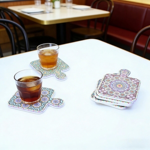 Sous-verres absorbants en forme de puzzle, motif mandala bohème, tapis de <span class=keywords><strong>tasse</strong></span> emboîtables pour <span class=keywords><strong>table</strong></span> à café ou à thé - Product Image 2
