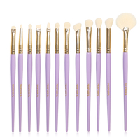 12 Pcs Pinceaux Correcteurs de Teint de Luxe Personnalisables, Poils Synthétiques Souples et Durables, Manche en Bois, Vente en Gros, Marque Privée, Couleur Violette