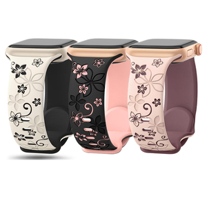 <span class=keywords><strong>Correa</strong></span> Tschick para Apple Watch <span class=keywords><strong>Correa</strong></span> 44mm <span class=keywords><strong>45</strong></span> 41 40 49mm Pulsera de silicona con grabado de flores <span class=keywords><strong>IWatch</strong></span> Series 9 8 7 6 5 SE Ultra - Product Image 1
