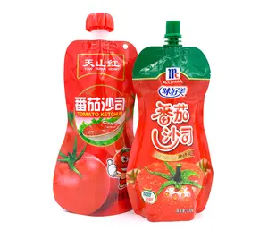 Recycle Custom Stand-Up Tomaat Ketchup Sauzen Verpakking Zakje Met Tuit