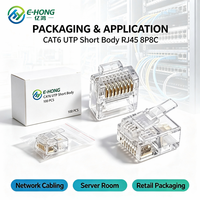 Connecteur RJ45 à corps court CAT6 UTP 8P8C plaqué or pour câble Ethernet réseau Gigabit