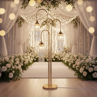 Lanterne de sol LED dorée en acrylique pour scène de mariage, 3 têtes, lampe de guidage, éclairage moderne pour mariage, décorations d'événements, 220V