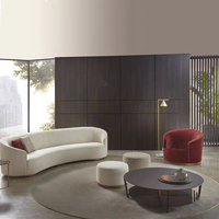 Novedoso Sofá Curvo en Forma de Media Luna Juego de Muebles de Lujo Moderno de Terciopelo para Sala de Estar