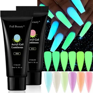 Poly gel uv para extensão de unhas 15ml, gel poly rápido que brilha no escuro, acrílico, esmalte para manicure francesa, comprimento das unhas