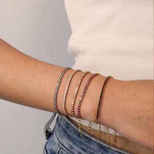 Pulsera de Acero Inoxidable Chapada en Oro de 18K al por Mayor, Cadena Rosa de Moda, Pulsera Geométrica con Circonitas de Colores para Mujer - Product Image 1