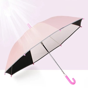 Promotional Children <b>Umbrellas</b> 19inch Custom logo Fabric Mix POE Material Sky Visible Kids <b>Umbrella</b> with Reflective Stripe - Product Image 6