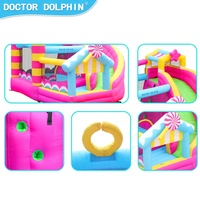 Château gonflable pour enfants de style nouveau, rose, de la marque Doctor Dolphin, pour fête, pas cher, avec personnage, grand château gonflable à vendre