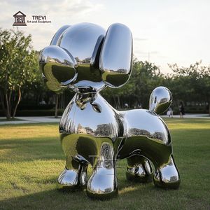 モダンな家の屋外の装飾高品質の304ステンレス鋼バルーン犬の彫像 - Product Image 3