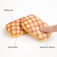 Jouet Squishy Grid Crust Bun à remontée lente, motif crème croisé, anti-stress, cadeau de bureau