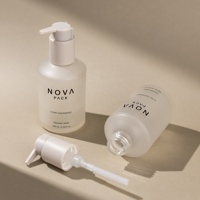 Flacon pompe en verre dépoli beige 100ml 120ml 200ml 300ml pour lotion, huile corporelle, sérum capillaire, nettoyant, avec pompe distributrice à long bec